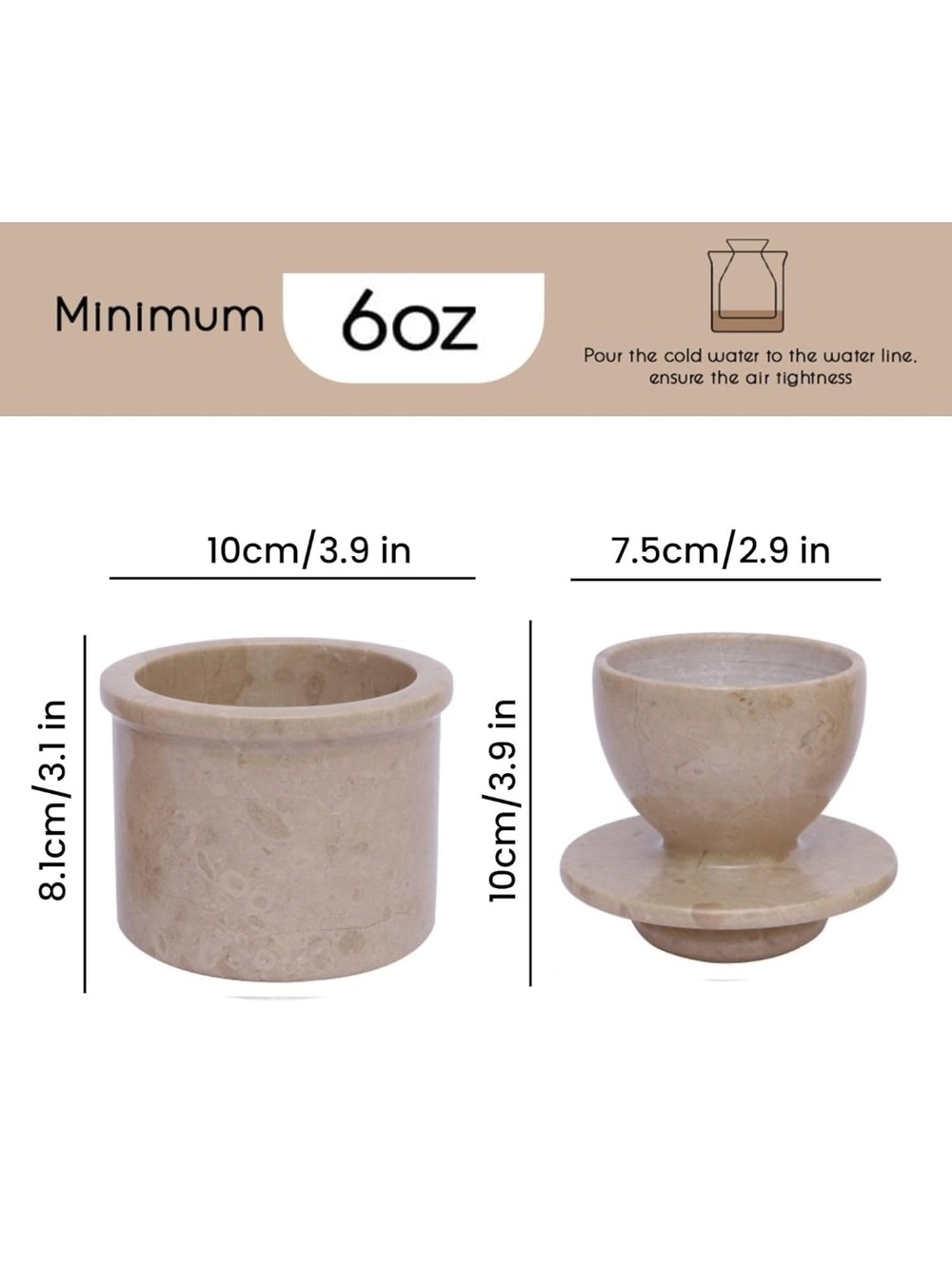 Butter Bell-Minimum Beige Marble Jar and Mortar Set - Picture 11 of 14